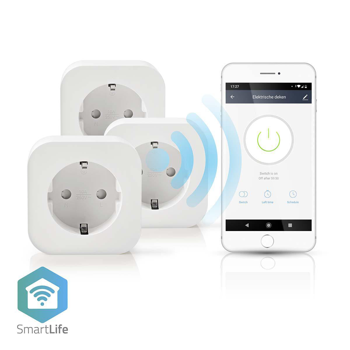 SmartLife Smart Stekker | Wi-Fi | 2500 W | Randaarde stekker | Type F
